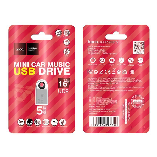 MNHMH USB HOCO 16GB USB 2.0 METAL