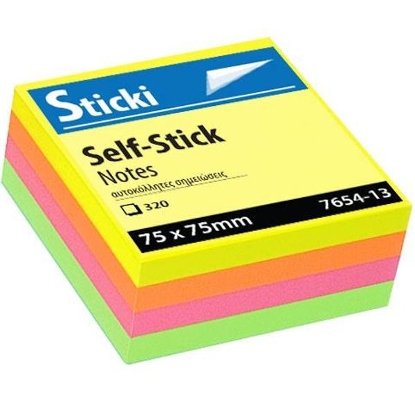 ΧΑΡΤΑΚΙΑ ΚΙΤΡΙΝΑ ΑΥΤΟΚ. STICKI 75X75mm X 320Φ ΝΕΟΝ   7654-13