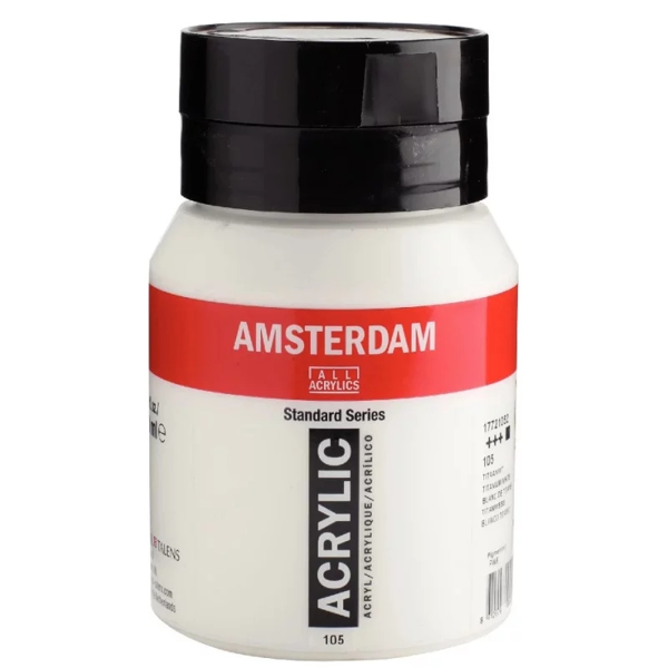 ΑΚΡΥΛΙΚΟ ΧΡΩΜΑ AMSTERDAM 500ml WHITE TITANIUM BAZO N105