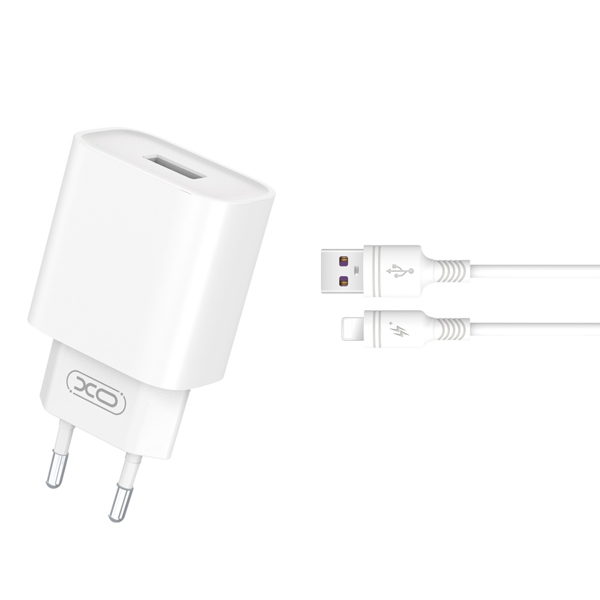 ΦΟΡΤΙΣΤΗΣ ΜΠΡΙΖΑΣ XO CE02D(EU) ΜΕ ΚΑΛΩΔΙΟ Lightning QC 3.0 18W 1x USB white
