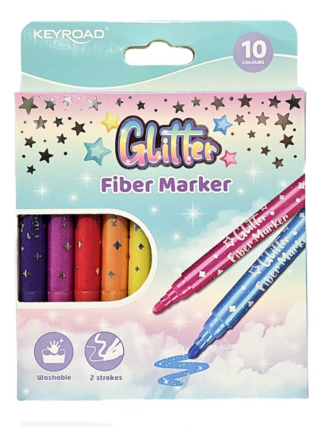 ΜΑΡΚΑΔΟΡΟΙ KEYROAD GLITTER FIBER 10 ΧΡΩΜΑΤΑ KR972742