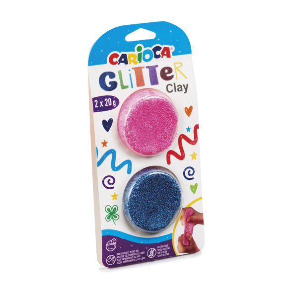 ΠΗΛΟΣ CARIOCA GLITTER ΒΑΖΑΚΙΑ 2X20gr ΡΟΖ-ΜΠΛΕ 42127