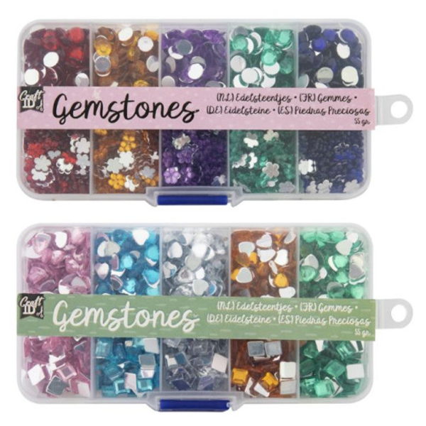 ΧΑΝΤΡΕΣ ΣΤΡΑΣΑΚΙΑ 55G GEMSTONES ΣΕ ΠΛΑΣΤΙΚΟ ΚΟΥΤΑΚΙ - 2 ΣΧΕΔΙΑ