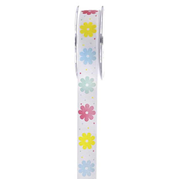ΚΟΡΔΕΛΑ ΓΚΡΟΙ DAISY 2.3cm X 9m  ΛΕΥΚΗ ΜΕ ΛΟΥΛΟΥΔΙ 11443