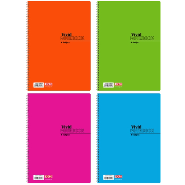 ΤΕΤΡΑΔΙΟ ΣΠΙΡΑΛ VIVID 21Χ29cm A4 4Θ 120φ./240σελ.