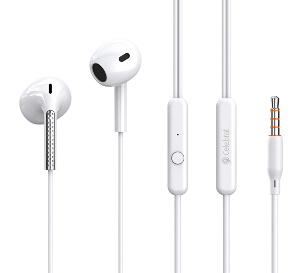 ΑΚΟΥΣΤΙΚΑ ΜΙΝΙ CELEBRAT G28 ΛΕΥΚΑ HANDSFREE 3.5mm σύνδεση, Φ10mm, 1.2m, μαύρα