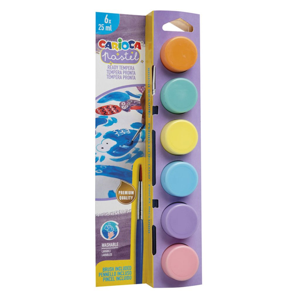 ΤΕΜΠΕΡΑ CARIOCA PASTEL 6Χ25ml NEW BOX SUPERWASHABLE 40485