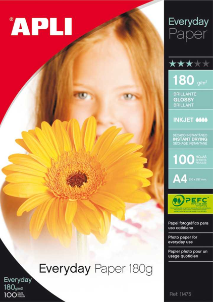 ΧΑΡΤΙ APLI PHOTO BASIC A4 180g/m2 GLOSS INKJET PACK 100 ΦΥΛΛΑ 11475
