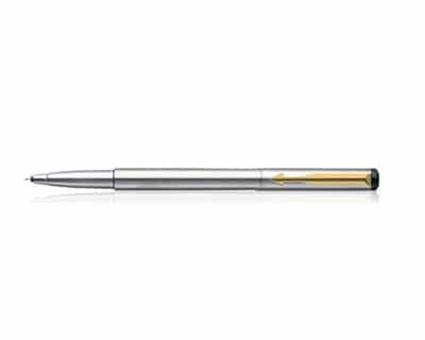 ΣΤΥΛΟ PARKER VECTOR 21 GOLD CLIP SILVER WITH BLACK STANDART ROLLER BALL ULTRA FINE BLUE INK