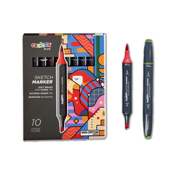ΜΑΡΚΑΔΟΡΟΣ SKETCH CARIOCA SET 10 ΤΕΜ ΔΙΠΛΗ ΜΥΤΗ ΠΙΝΕΛΟ 45241