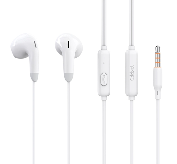 ΑΚΟΥΣΤΙΚΑ ΜΙΝΙ CELEBRAT G27 ΛΕΥΚΑ HANDSFREE 3.5mm σύνδεση, Φ14mm, 1.2m, λευκά