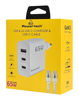 ΦΟΡΤΙΣΤΗΣ POWERTECH  PT-1378 με καλώδιο, USB/2x USB-C, 65W, GaN, λευκός