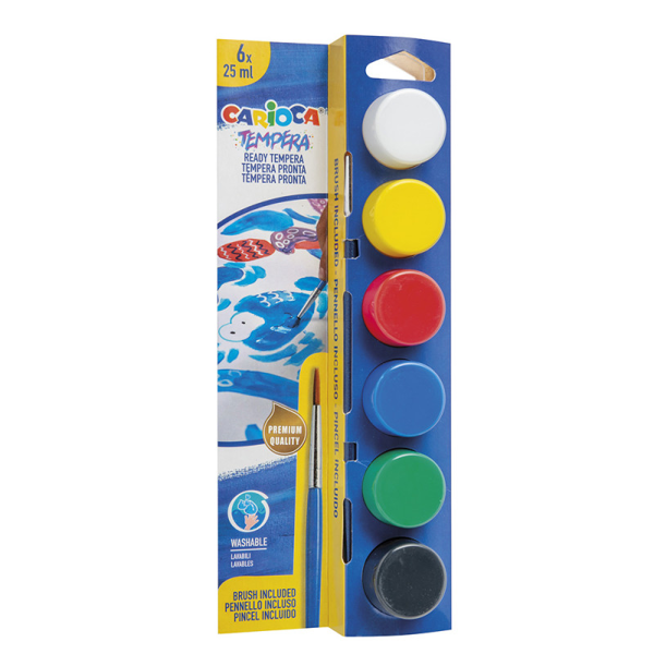 ΤΕΜΠΕΡΑ CARIOCA BASIC 6Χ25ml NEW BOX SUPERWASHABLE 40433
