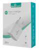 ΦΟΡΤΙΣΤΗΣ ΤΟΙΧΟΥ POWERTECH PT-923, 1x USB Type-C, PD 20W, 3A, λευκός