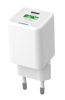 ΦΟΡΤΙΣΤΗΣ ΜΠΡΙΖΑΣ POWERTECH PT-1224, καλώδιο, USB/USB-C, 33W, GaN, λευκός