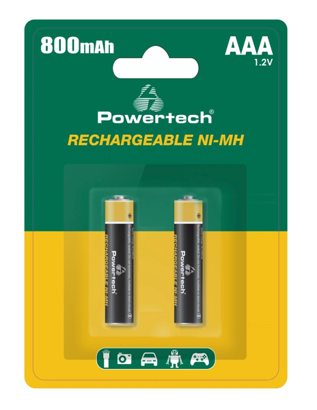 ΜΠΑΤΑΡΙΕΣ POWERTECH 2ΧΑΑΑ PT-1403 1,2V 800mAh Ni-Mh ΕΠΑΝΑΦΟΡΤΙΖΟΜΕΝΕΣ