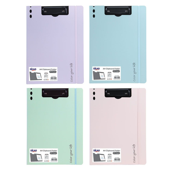 ΠΙΝΑΚΙΔΑ ΠΙΑΣΤΡΑ SKAG FOAM CLIPBOARD ΚΑΠΑΚΙ & ΛΑΣΤΙΧΟ ΠΑΣΤΕΛ 4 ΧΡΩΜΑΤΑ Α4 302029
