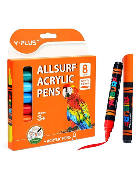 ΜΑΡΚΑΔΟΡΟΙ ΑΚΡΥΛΙΚΟΙ Y-PLUS ΣΕΤ 8ΤΕΜ 1-5mm ages 3+