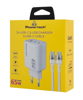 ΦΟΡΤΙΣΤΗΣ POWERTECH τοίχου PT-1415 με καλώδιο, USB/2x USB-C, 65W, GaN, λευκός