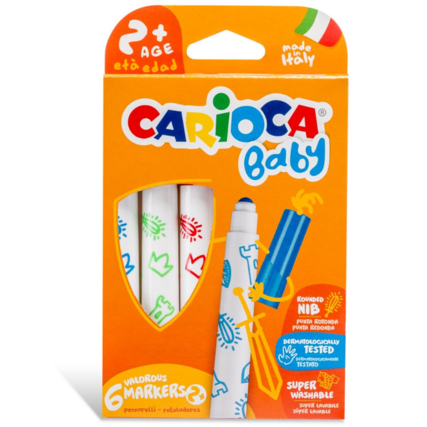 ΜΑΡΚΑΔΟΡΟΙ CARIOCA BABY ΣΕΤ 6 ΤΕΜΑΧΙΑ 6mm MAXI TIP  42815