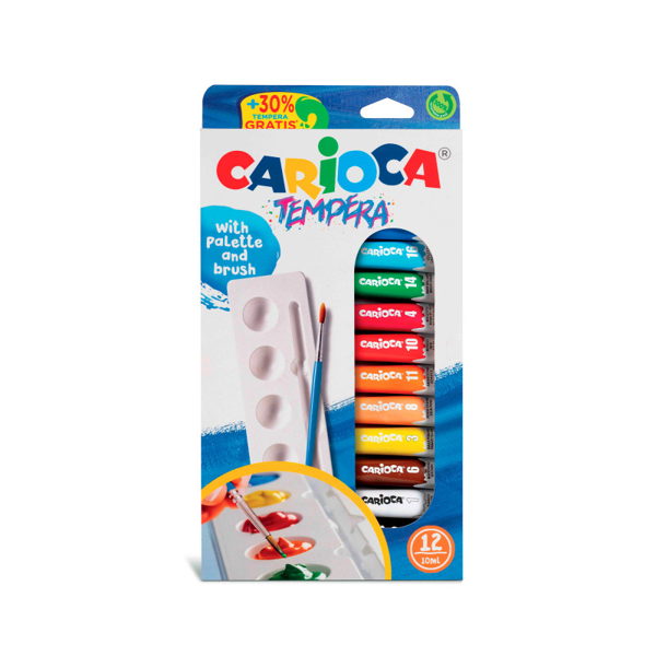 ΤΕΜΠΕΡΑ CARIOCA 12 ΧΡΩΜΑΤΑ ΠΑΛΕΤΑ ΚΑΙ ΠΙΝΕΛΟ 40012