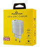 ΦΟΡΤΙΣΤΗΣ ΜΠΡΙΖΑΣ POWERTECH PT-1437, USB/USB-C, 20W, GaN, λευκός