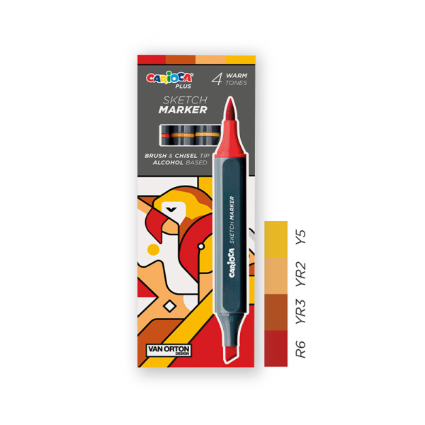 ΜΑΡΚΑΔΟΡΟΣ SKETCH CARIOCA SET 4 ΤΕΜ ΚΟΚΚΙΝΟΙ ΤΟΝΟΙ  ΔΙΠΛΗ ΜΥΤΗ ΠΙΝΕΛΟ 45246-03
