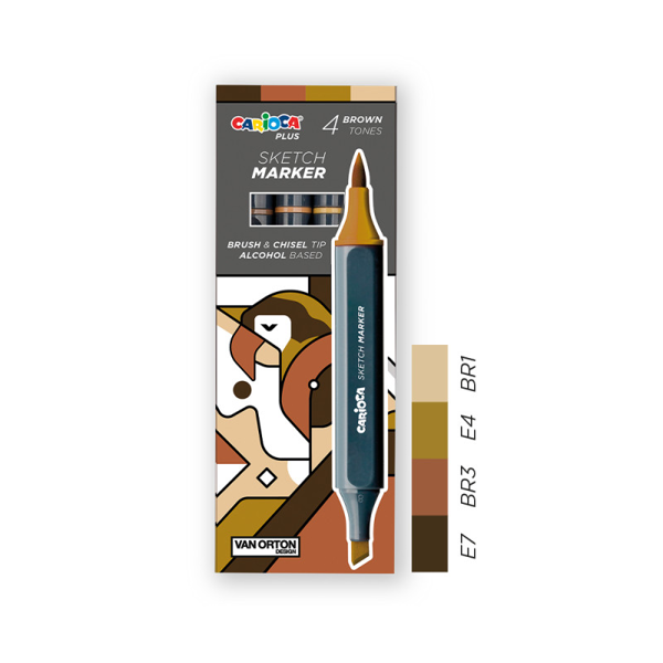 ΜΑΡΚΑΔΟΡΟΣ SKETCH CARIOCA SET 4 ΤΕΜ ΚΑΦΕ ΤΟΝΟΙ  ΔΙΠΛΗ ΜΥΤΗ ΠΙΝΕΛΟ 45246-06