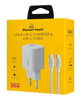 ΦΟΡΤΙΣΤΗΣ POWERTECH  PT-1351 με καλώδιο TYPE C , USB/2x USB-C, 36W, GaN3, λευκός