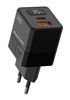 ΦΟΡΤΙΣΤΗΣ POWERTECH  φορτιστής τοίχου PT-1499 με οθόνη, USB/USB-C, 35W, GaN, μαύρος