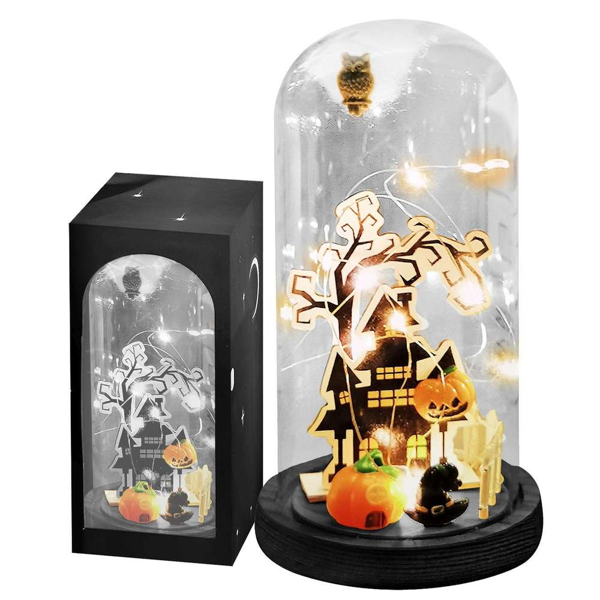 ΦΑΝΑΡΙ ΓΥΑΛΑ ΜΕ ΦΩΣ HALLOWEEN ΜΠΑΤΑΡΙΑΣ 22x11cm 3-2634