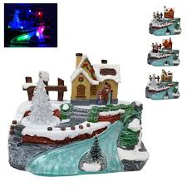 ΧΩΡΙΟ XMAS ΦΩΣ-ΚΙΝΗΣΗ ΣΠΙΤΗ ΜΕ ΠΟΤΑΜΙ 3xAAA  KOYTI 15x20x15cm 251813