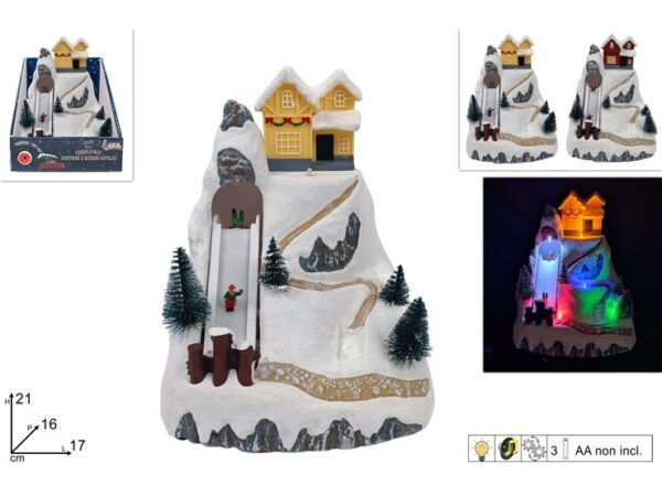 ΧΩΡΙΟ XMAS ΦΩΣ-ΚΙΝΗΣΗ ΒΟΥΝΟ ΜΕ ΣΚΙΕΡ 3xAAA  KOYTI 15x20x15cm 247240
