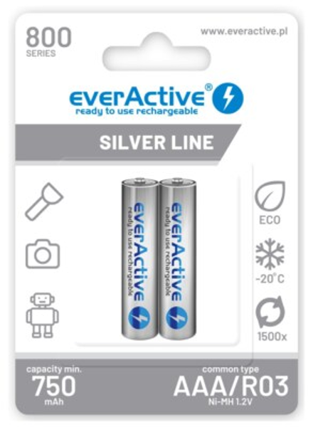 ΜΠΑΤΑΡΙΕΣ EVERACTIVE 750MAH AAA ΕΠΑΝΑΦΟΡΤΙΖΟΜΕΝΕΣ LR06 SET 2 ΤΕΜ NI-MH 1.2V