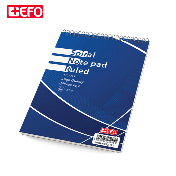 ΜΠΛΟΚ ΓΡΑΦΗΣ Α5 (15Χ21cm) EFO SPIRAL 50Φ ΡΙΓΕ 705205