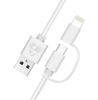 ΚΑΛΩΔΙΟ POWERTECH USB σε Micro/Lightning PT-707, MFi, 2.4A, 1m, λευκό