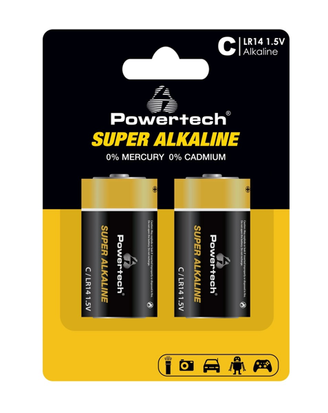 ΜΠΑΤΑΡΙΕΣ POWERTECH  LR14, C, 1,5V - 2PACK PT-1216