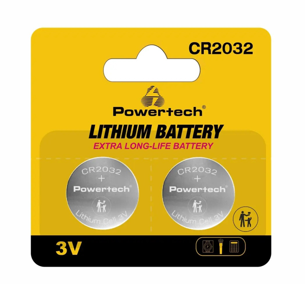 ΜΠΑΤΑΡΙΕΣ POWERTECH LITHIUM CR2032  3V BLISTER 2 TEM PT-1209
