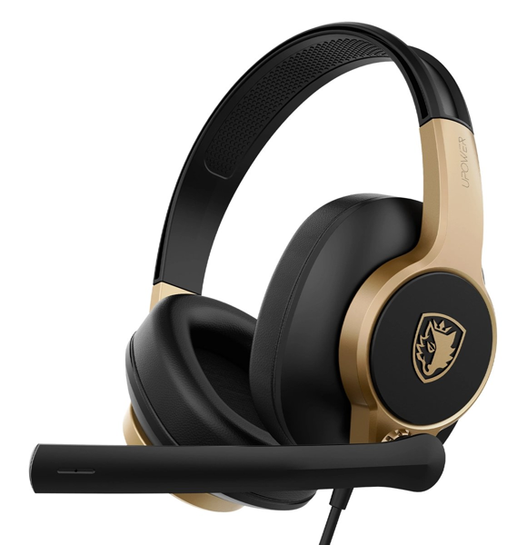 ΑΚΟΥΣΤΙΚΑ ΚΕΦΑΛΗΣ SADES gaming headset UPOWER, 3.5mm σύνδεση, 40mm, μαύρο/χρυσό