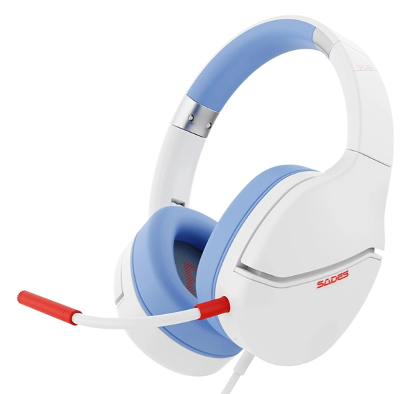 ΑΚΟΥΣΤΙΚΑ ΚΕΦΑΛΗΣ SADES gaming headset SPOWER, 3.5mm σύνδεση, 40mm, multi-platform, λευκό/γαλάζιο