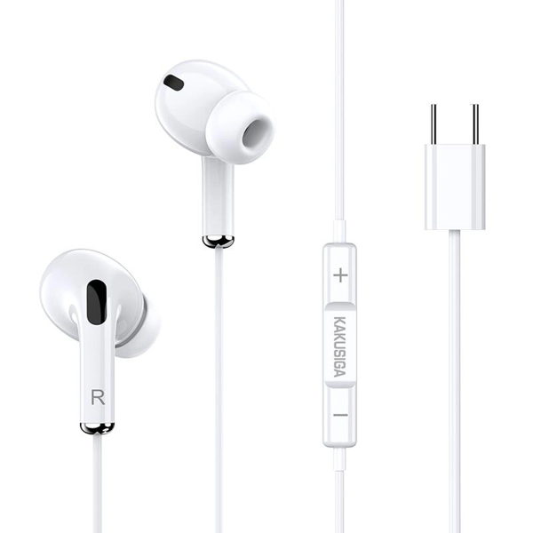 ΑΚΟΥΣΤΙΚΑ ΜΙΝΙ KAKUSIGA earphones με μικρόφωνο KSC-727, USB-C σύνδεση, 14.2mm, 1.2m, λευκά
