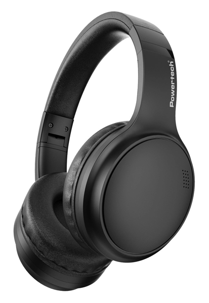 ΑΚΟΥΣΤΙΚΑ ΚΕΦΑΛΗΣ BLUETOOTH POWERTECH PT-1463, ενσύρματα & ασύρματα, ANC, 40mm, 500mAh, μαύρα