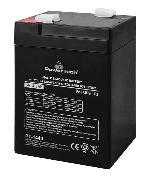 ΜΠΑΤΑΡΙΕΣ UPS POWERTECH μολύβδου PT-1440 για UPS, 6V 4.5Ah, F2