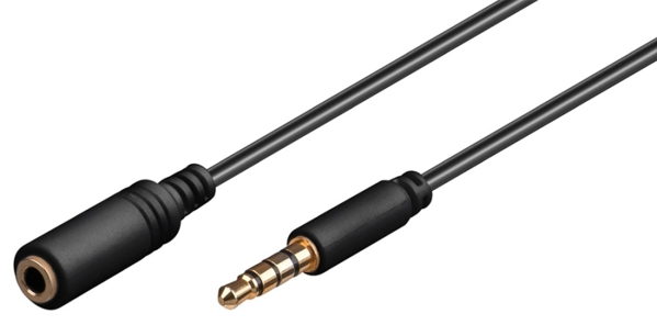 ΚΑΛΩΔΙΟ AUDIO ΠΡΟΕΚΤΑΣΗ GOOBAY καλωδίου ήχου 3.5mm 62481, 4 pin stereo, CU, 5m, μαύρο