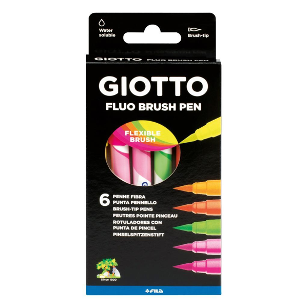 ΜΑΡΚΑΔΟΡΟΙ GIOTTO FLUO BRUSH PEN 6 TEM MYTH ΠΙΝΕΛΟ FILA 427200