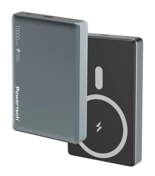 POWERBANK POWERTECH PT-1377, 10000mah, magnetic wireless, 20W, γκρι