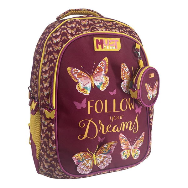 ΤΣΑΝΤΑ ΠΛΑΤΗΣ ΔΗΜΟΤΙΚΟΥ MUST TEAM FOLLOW YOUR DREAMS BUTTERFLY ΜΕ 3 ΘΗΚΕΣ 32x18x43 εκ. 000587216