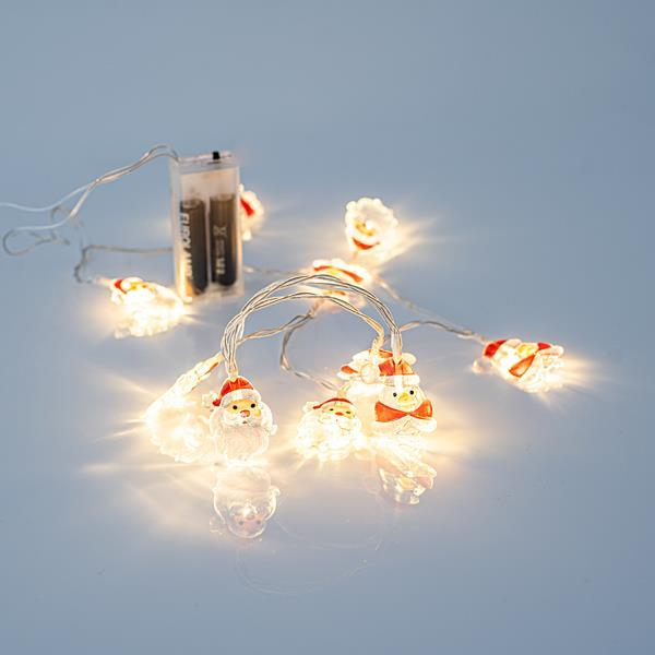 ΛΑΜΠΑΚΙΑ ΣΕΙΡΑ, 10 LED 5MM, ΜΕ ΑΚΡΥΛΙΚΟΥΣ ΑΓΙΟΒΑΣΙΛΙΔΕΣ ΚΑΙ ΠΙΓΚΟΥΙΝΟΥΣ, ΜΠΑΤΑΡΙΑΣ, ΔΙΑΦΑΝΟ ΚΑΛΩΔΙΟ, ΘΕΡΜΟ ΛΕΥΚΟ LED, ANA 10CM,
