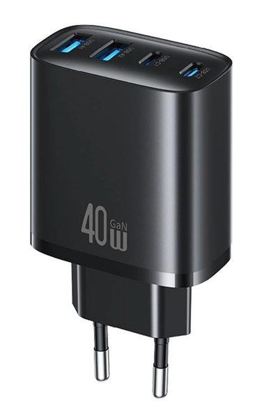 ΦΟΡΤΙΣΤΗΣ ΜΠΡΙΖΑΣ USAMS CC330, 2x USB & 2x USB-C, 40W, GaN, μαύρος