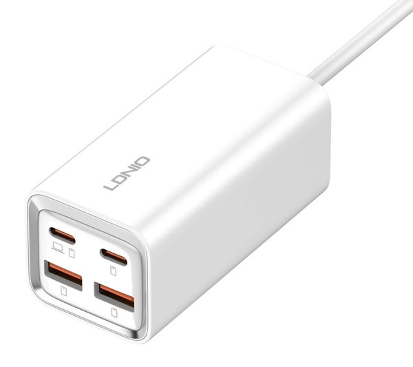 ΦΟΡΤΙΣΤΗΣ ΜΠΡΙΖΑΣ LDNIO σταθμός φόρτισης A4610C, 2x USB-C & 2x USB, 65W, PD/QC, λευκός